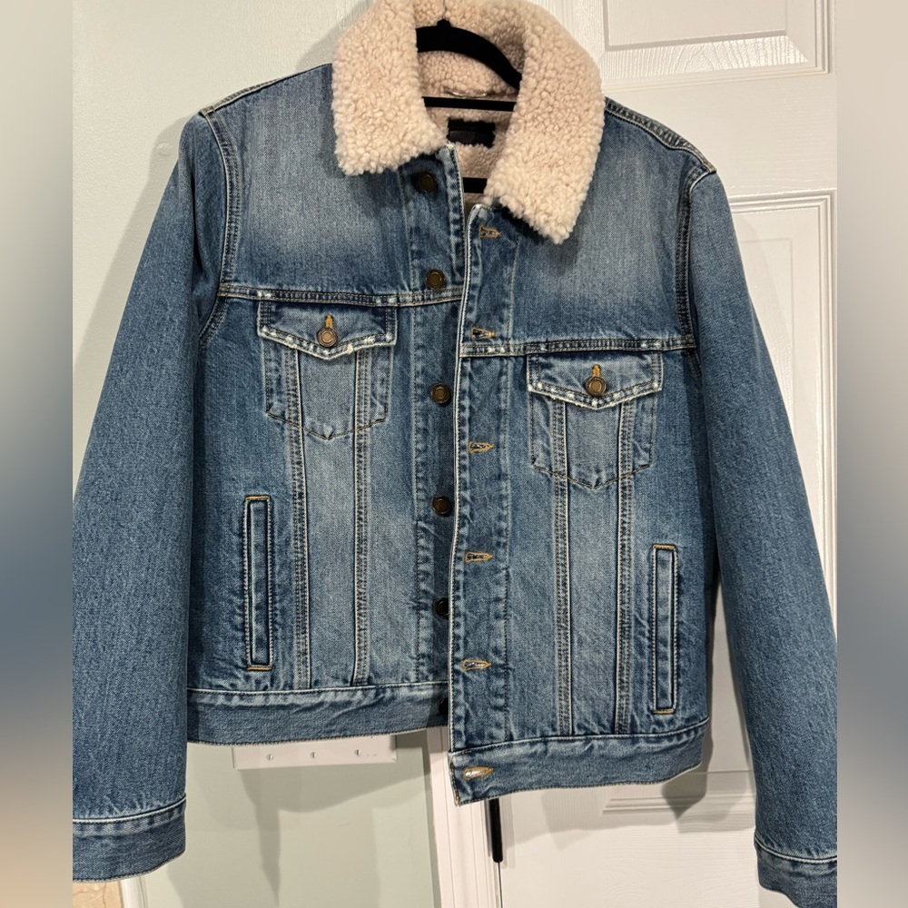 Saint Laurent Jacket with Shearling Collar in Used 70⿿s Blue Denim
